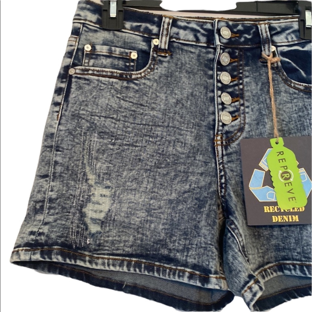 Indigo Rein Distressed Jean Shorts - Picture 2 of 14